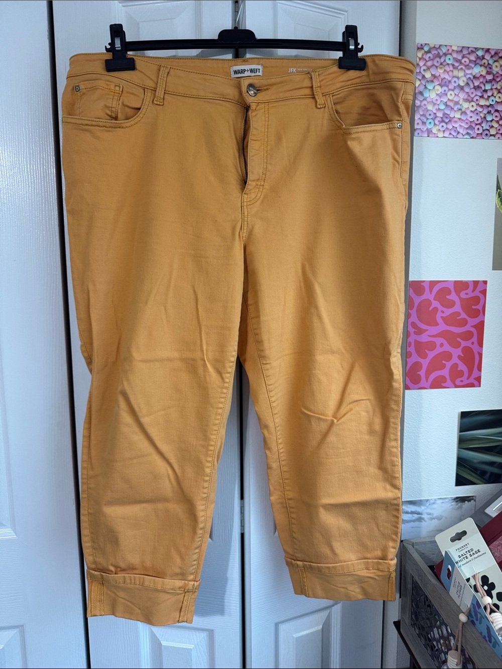 Warp + Weft Men's Mustard Cotton-Stretch Chinos